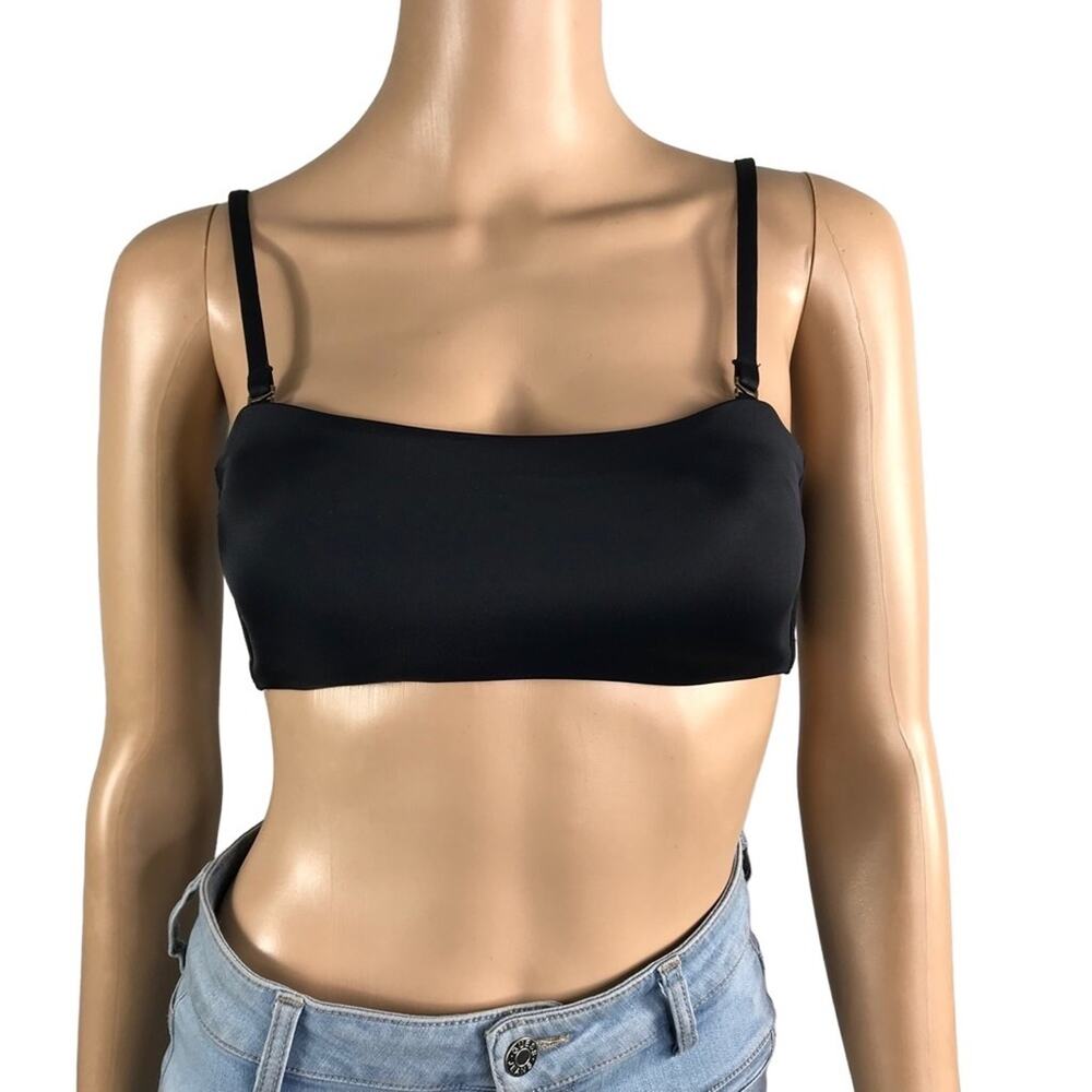 ANDIE Swim Top Women Sz L Black Bora Bora Convertible Retro Feminity Grunge NWT
